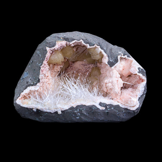 Rare Scolecite, Heulandite & Stilbite Semi-Geode Freestanding Natural Mineral Specimen – from Raigad,Maharashtra # B 7188 Scolecite Superb Minerals 