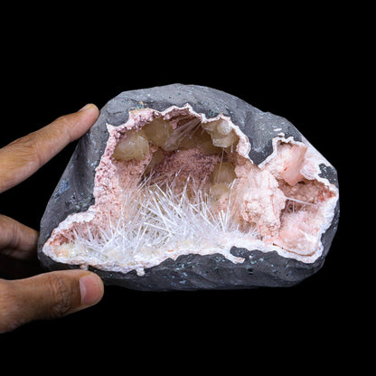Rare Scolecite, Heulandite & Stilbite Semi-Geode Freestanding Natural Mineral Specimen – from Raigad,Maharashtra # B 7188 Scolecite Superb Minerals 