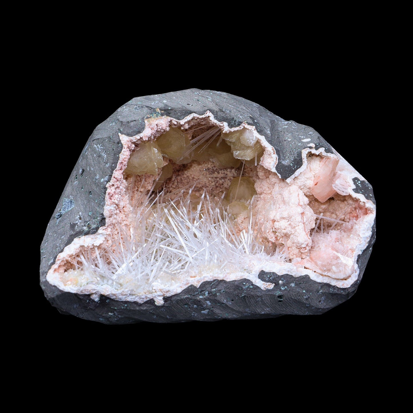 Rare Scolecite, Heulandite & Stilbite Semi-Geode Freestanding Natural Mineral Specimen – from Raigad,Maharashtra # B 7188 Scolecite Superb Minerals 