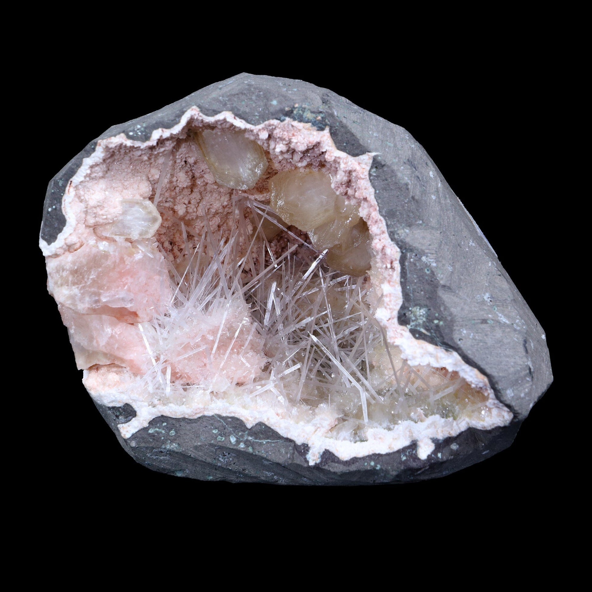 Rare Scolecite, Heulandite & Stilbite Semi-Geode Freestanding Natural Mineral Specimen – from Raigad,Maharashtra # B 7191 Scolecite Superb Minerals 