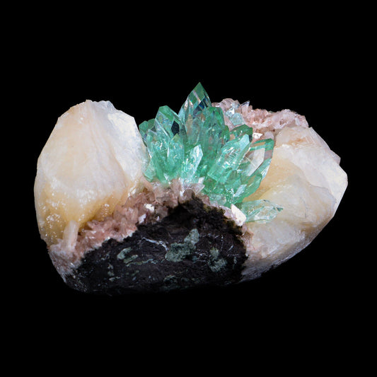 Rare Sharp-Terminated Green Apophyllite with Heulandite & Stilbite Natural Mineral Specimen – Madhya Pradesh, India # B 7190 Apophyllite Superb Minerals 