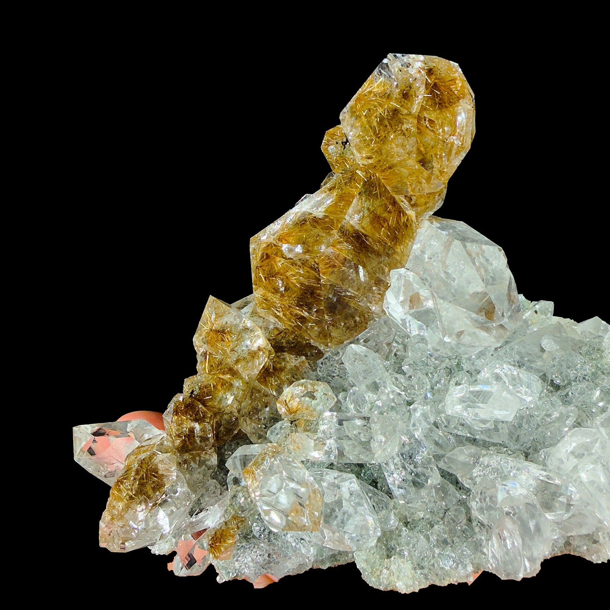 Rare Stacked Octahedral Quartz with Rutile from Himalaya – Fine Mineral Specimen | Natural Rutile Quartz Crystal Cluster | Collector Grade Display Piece | Global Collector Mineral # DKT18 QUARTZ Superb Minerals 