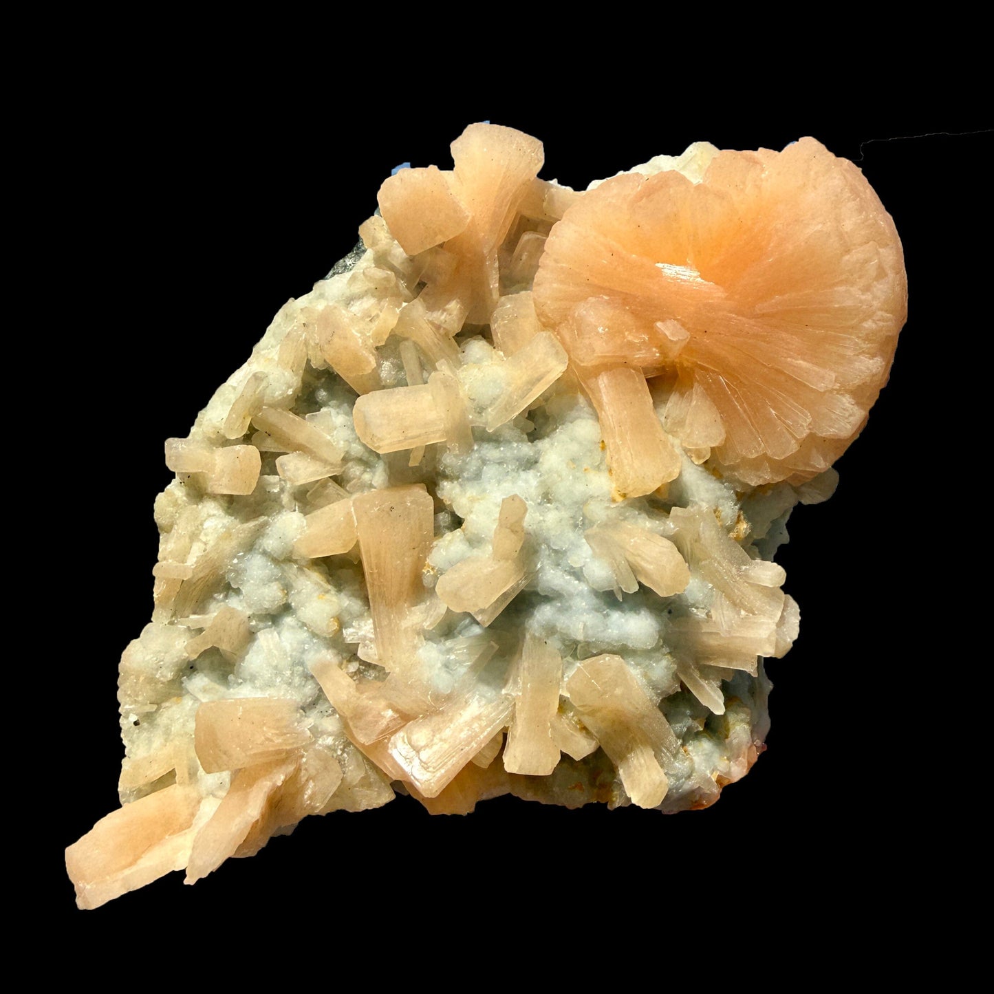 Rare Stellerite Cluster on Chalcedony Matrix - Zeolite Mineral Specimen from Nashik # DKT97 Stellerite Superb Minerals 