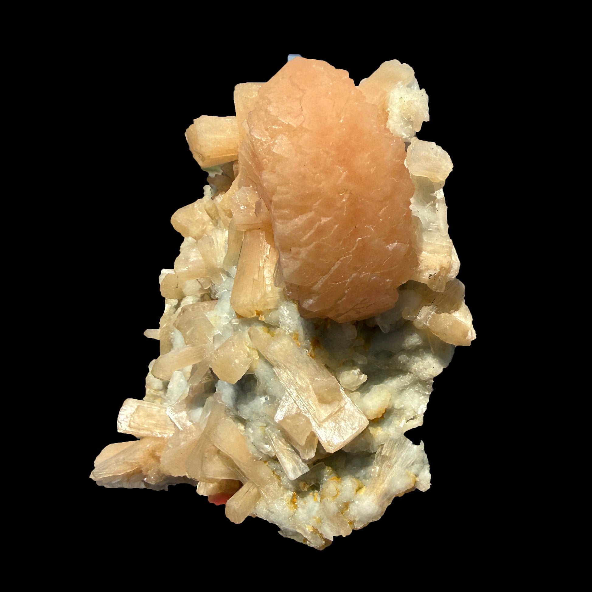 Rare Stellerite Cluster on Chalcedony Matrix - Zeolite Mineral Specimen from Nashik # DKT97 Stellerite Superb Minerals 
