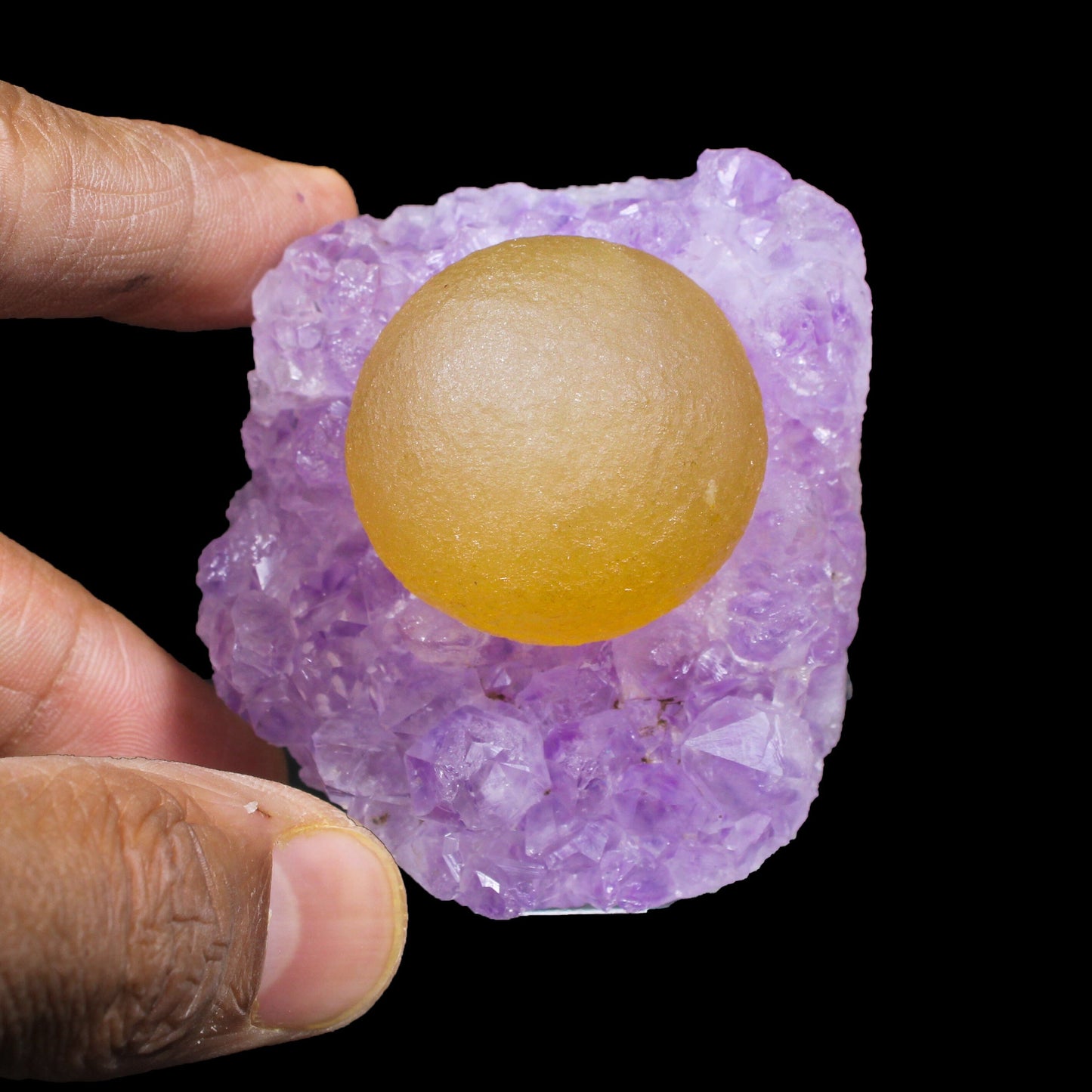 Rare Yellow Botryoidal Fluorite on Lavender Amethyst Natural Specimen from Madhya Pradesh, India# B 7152 Fluorite Superb Minerals 