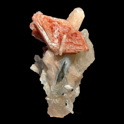 Red Heulandite & Stilbite Cluster on Chalcedony-Coated Calcite – Rare Indian Zeolite Mineral Specimen from Jalgaon # DKT101 Heulandite Superb Minerals 