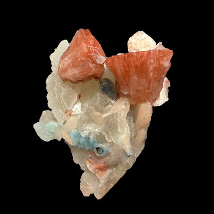 Red Heulandite & Stilbite Cluster on Chalcedony-Coated Calcite – Rare Indian Zeolite Mineral Specimen from Jalgaon # DKT101 Heulandite Superb Minerals 