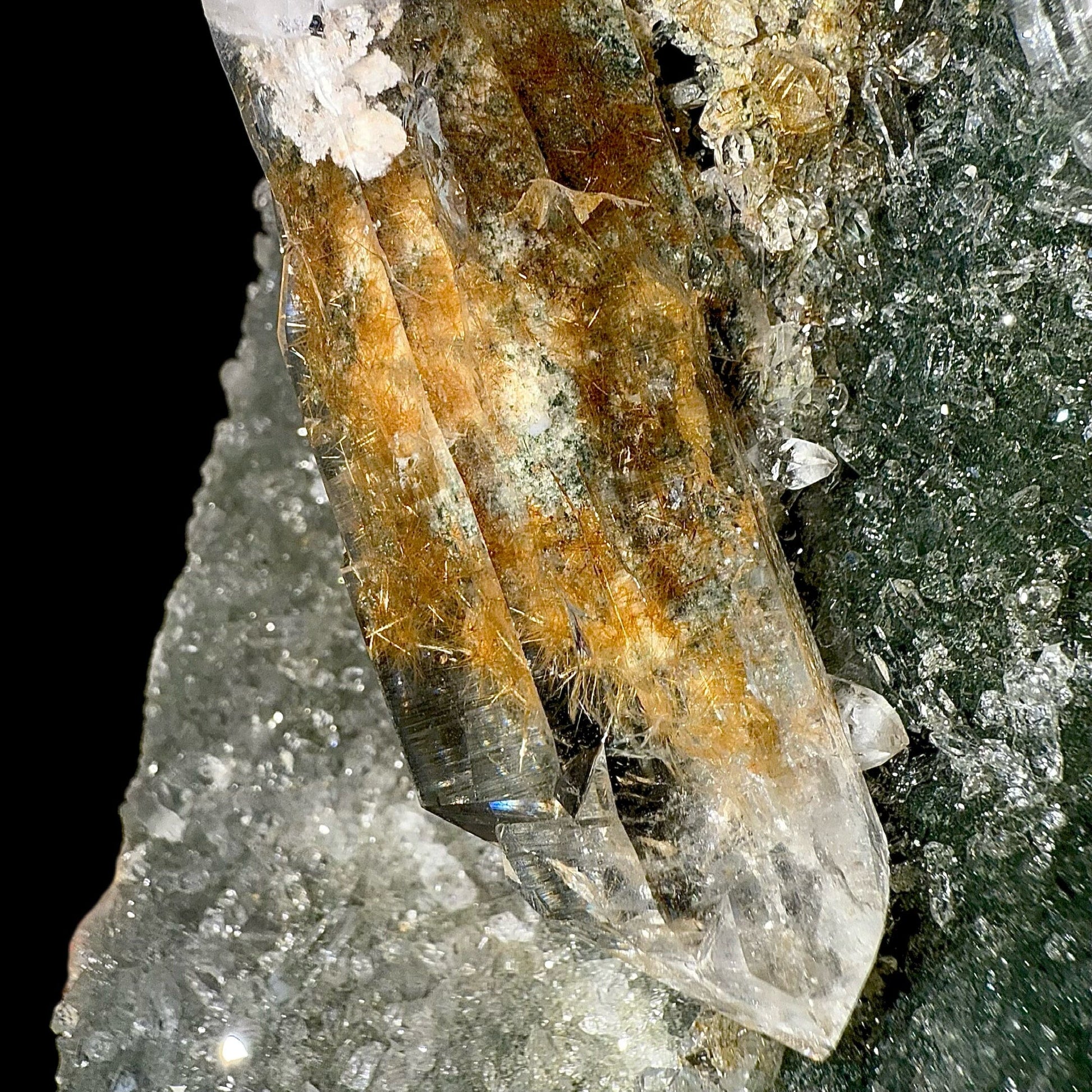 Rutile in Clear Quartz on Chlorite | SELF STANDING | High Quality Mineral | Indian Mineral | Superb Minerals | Collectors Piece Rutile Superb Minerals 