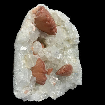 Salmon-Pink Heulandite on Apophyllite Matrix – Indian Zeolite Mineral Specimen from Jalgaon # DKT123 Heulandite Superb Minerals 