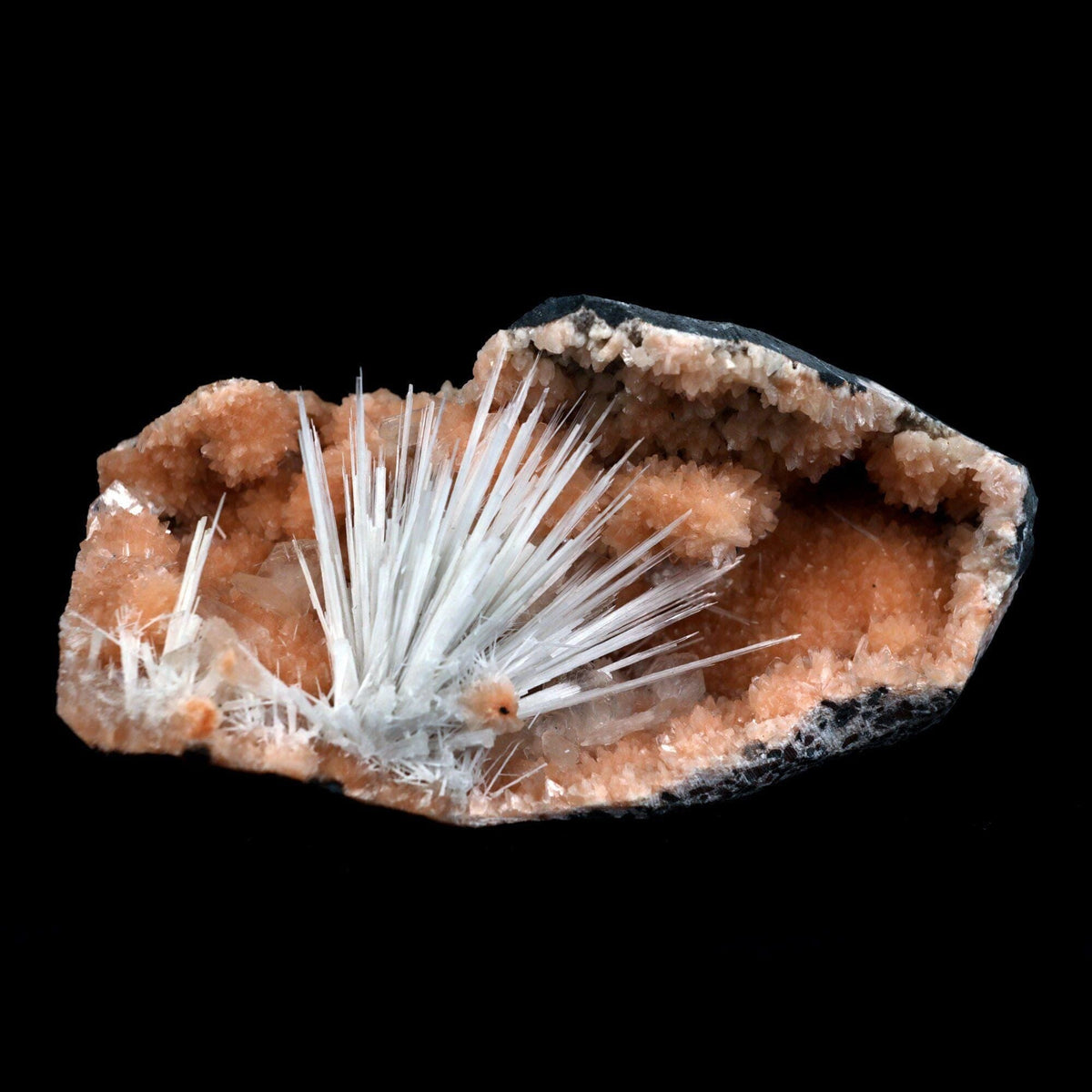 Scolecite Accular Sprays Inside Heulandite Geode Natural Mineral Speci…  https://www.superbminerals.us/products/scolecite-accular-sprays-inside-heulandite-geode-natural-mineral-specimen-b-4902  Features: A beautiful display specimen from the Jalgaon