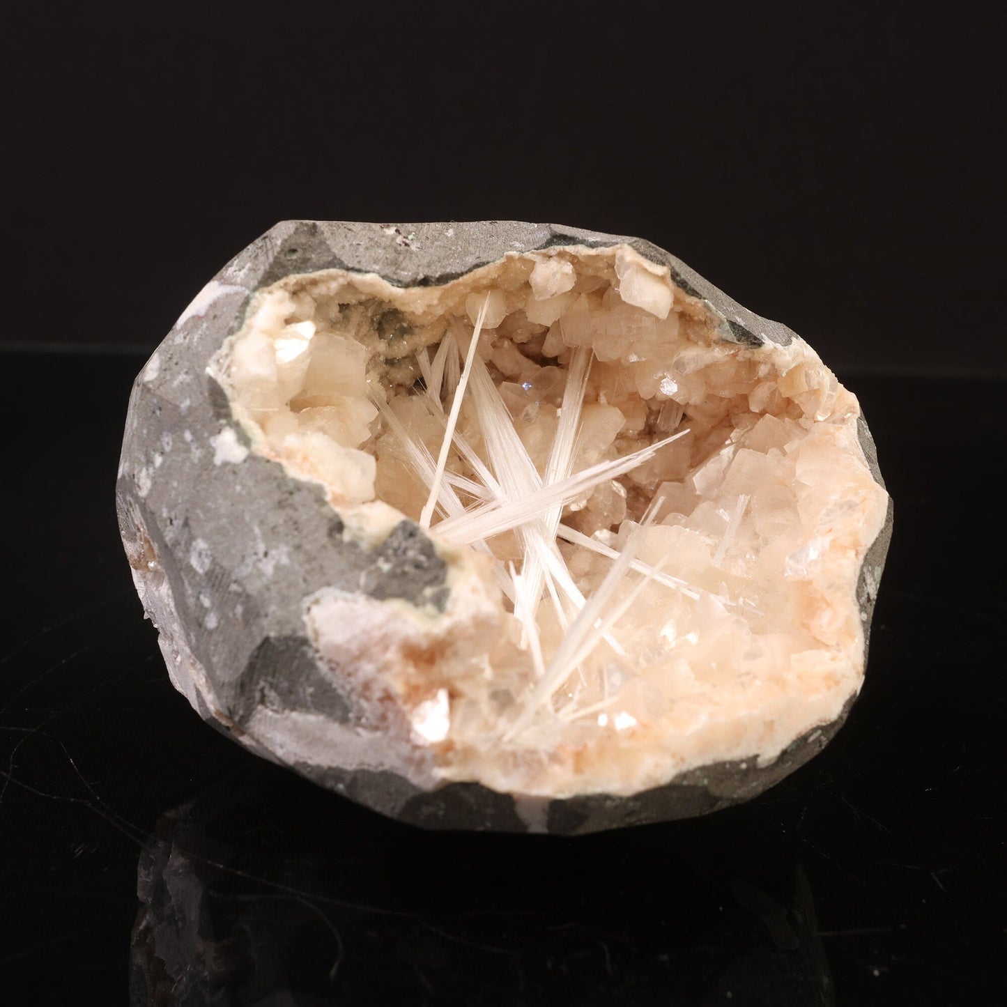 Scolecite Heulandite Geode Natural Mineral Specimen # B 6748 Scoleccite Superb Minerals 