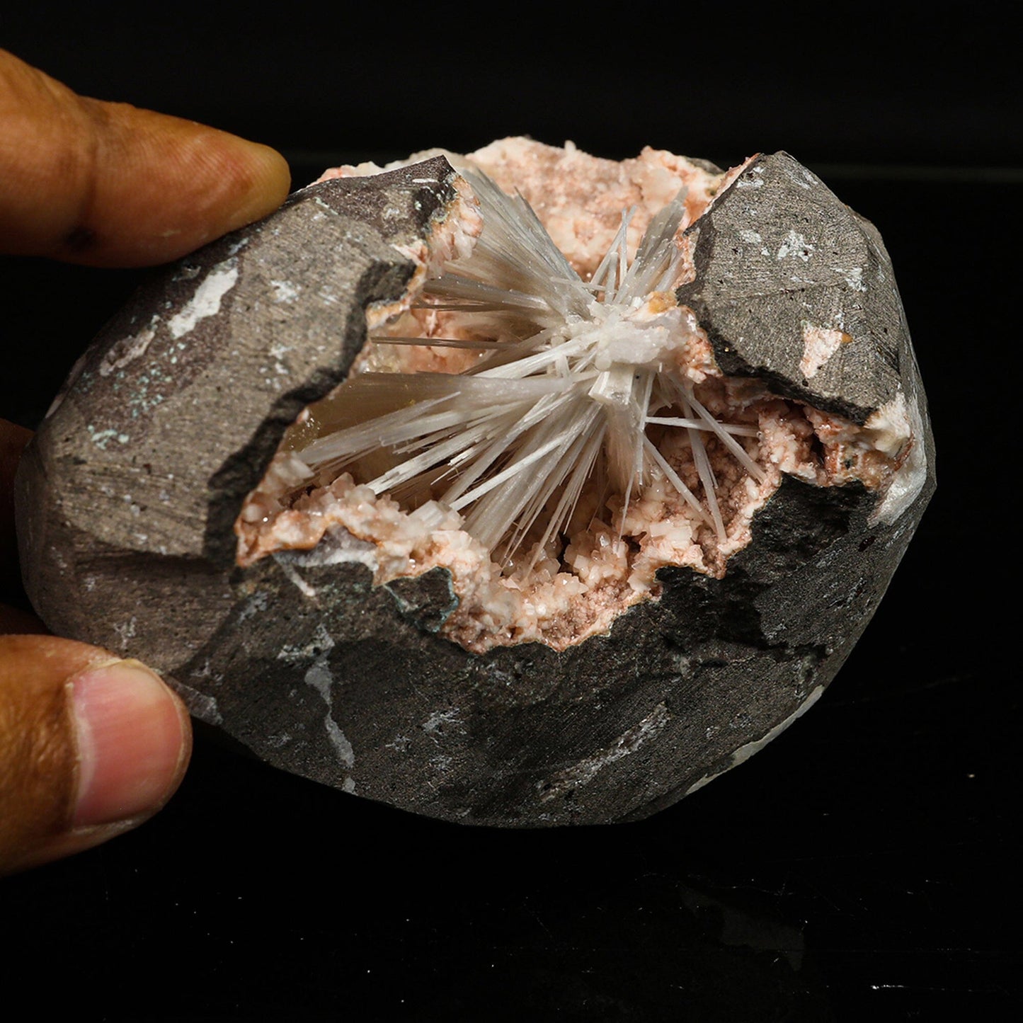 Scolecite in Heulandite Geode Natural Mineral Specimen # B 6773 Scoleccite Superb Minerals 