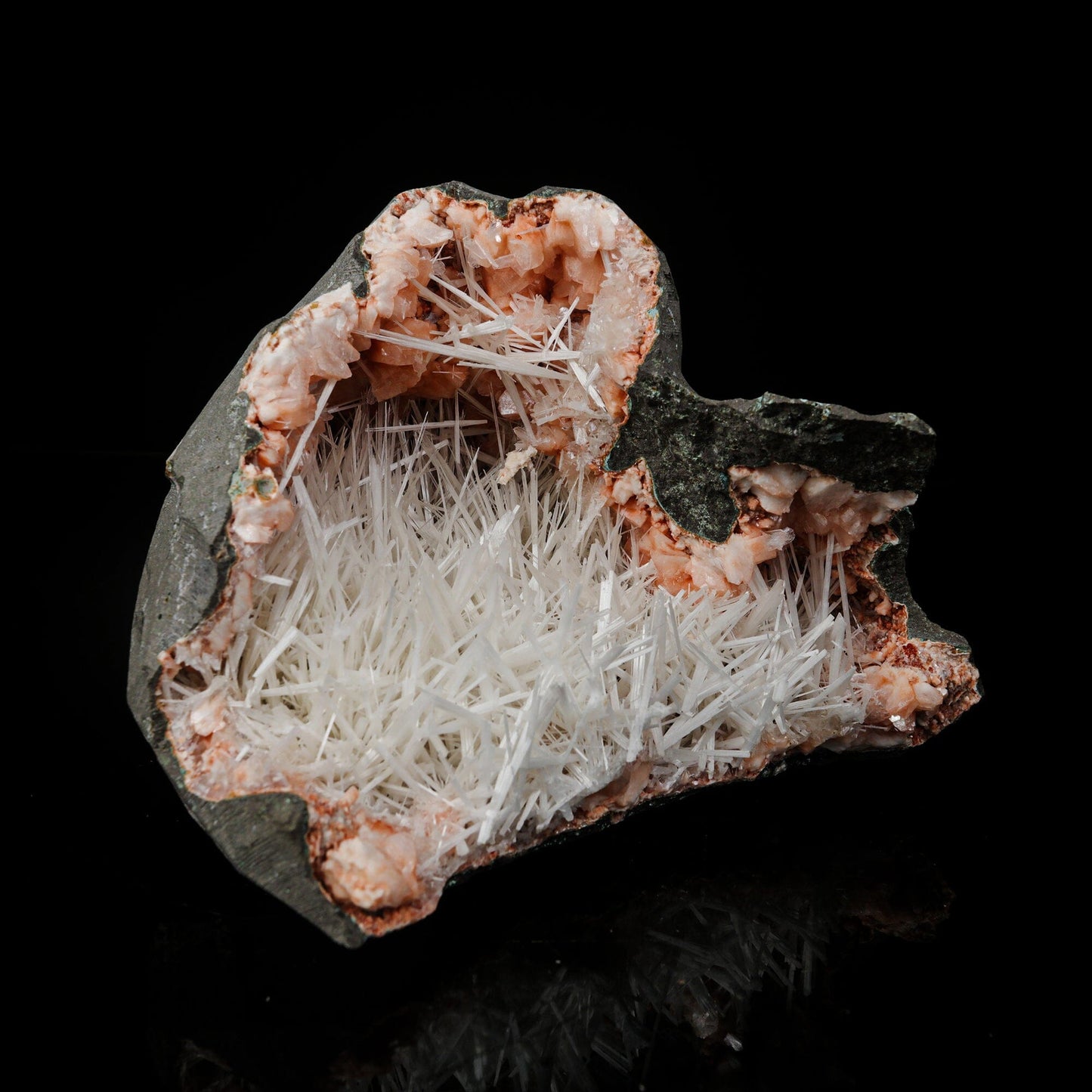Scolecite in Heulandite Geode Natural Mineral Specimen # B 7090