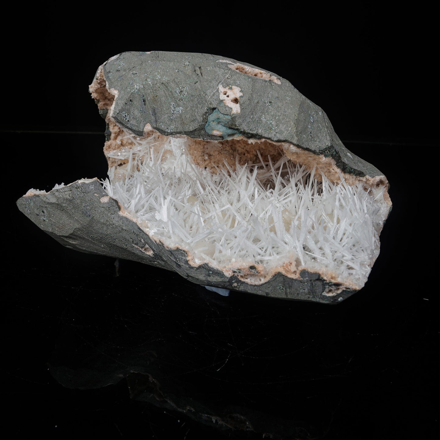 Scolecite in Heulandite Geode Natural Mineral Specimen # B 7116