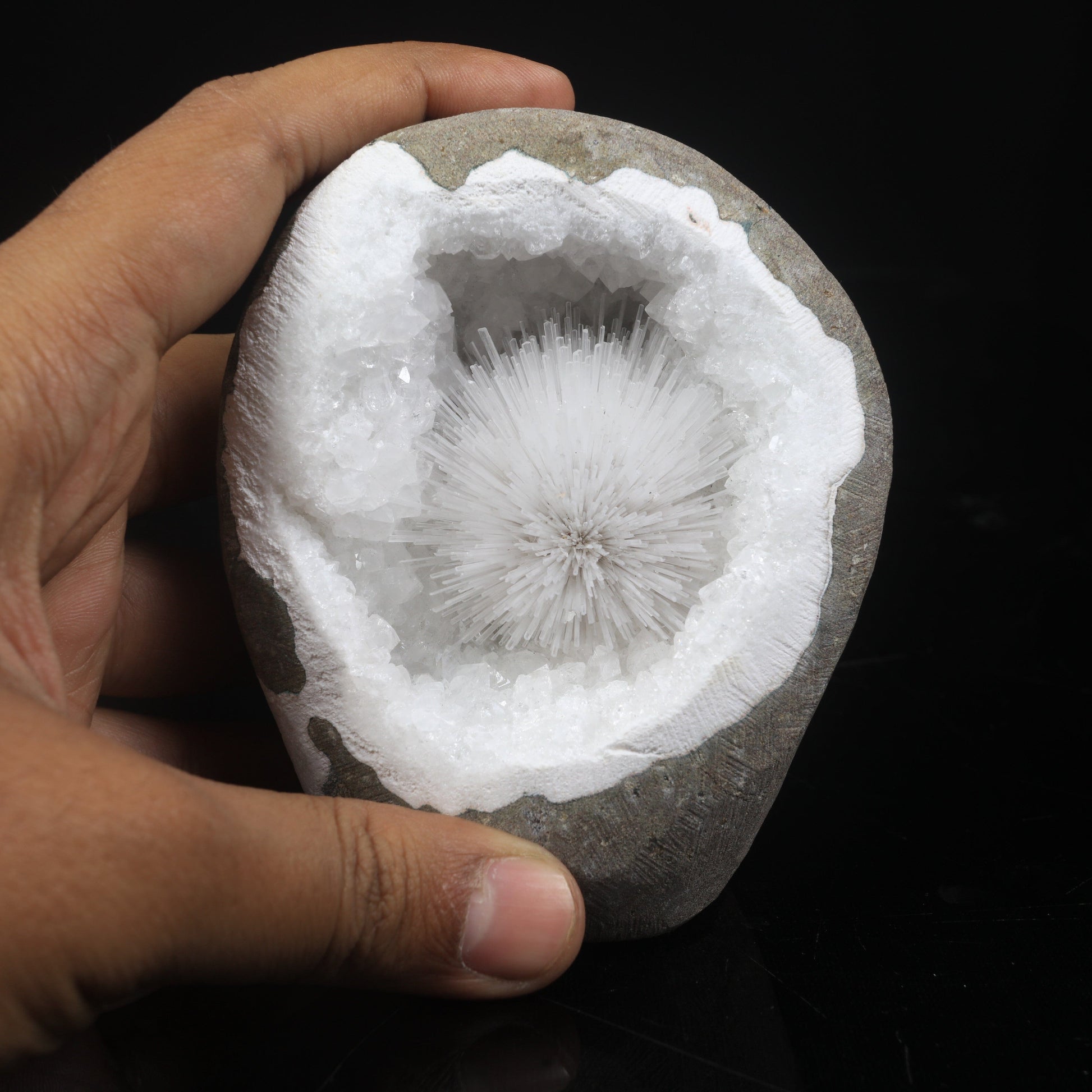 Scolecite Spray Geode With MM Quartz Natural Mineral Specimen # B 6999 Scolecite Superb Minerals 