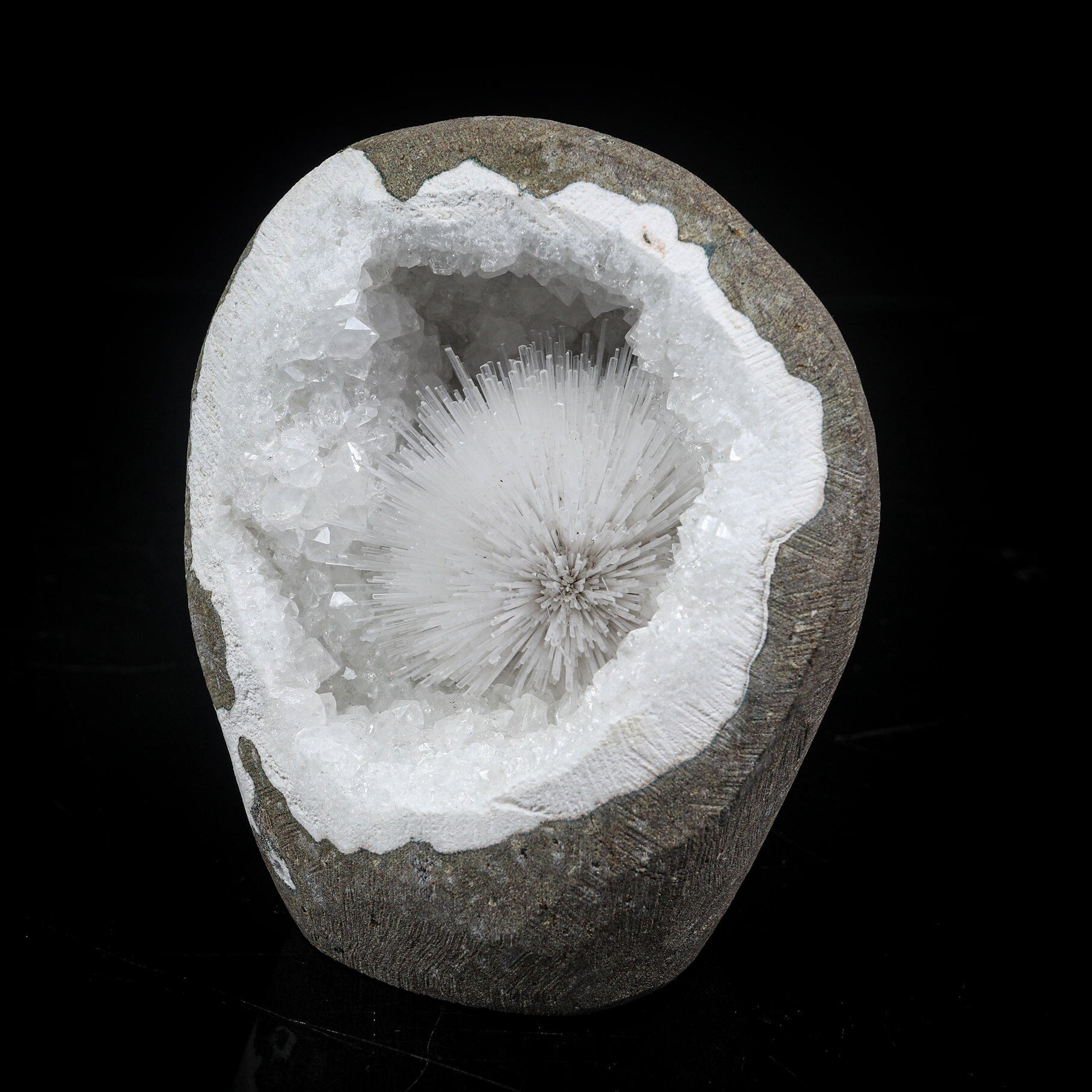 Scolecite Spray Geode With MM Quartz Natural Mineral Specimen # B 6999 Scolecite Superb Minerals 