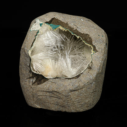 Scolecite Spray Inside Chalcedony Geode free standing Natural Mineral Specimen # B 6775 Scolecite Superb Minerals 