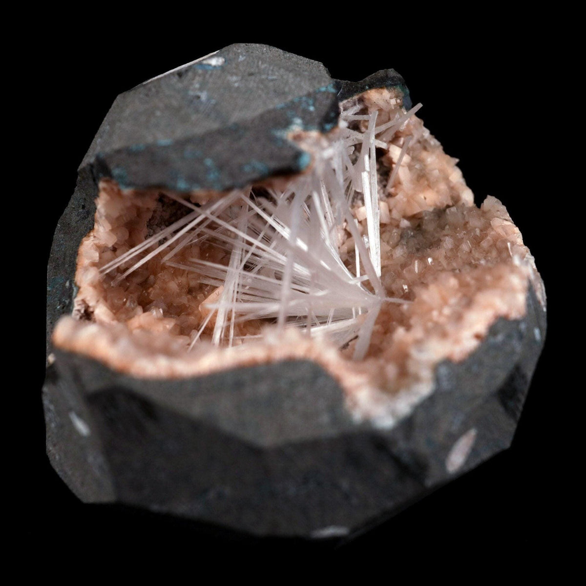 Scolecite Sprays Inside Heulandite Geode Natural Mineral Specimen # B…  https://www.superbminerals.us/products/scolecite-sprays-inside-heulandite-geode-natural-mineral-specimen-b-4881  Features: A beautiful display specimen from the Jalgaon Quarry in