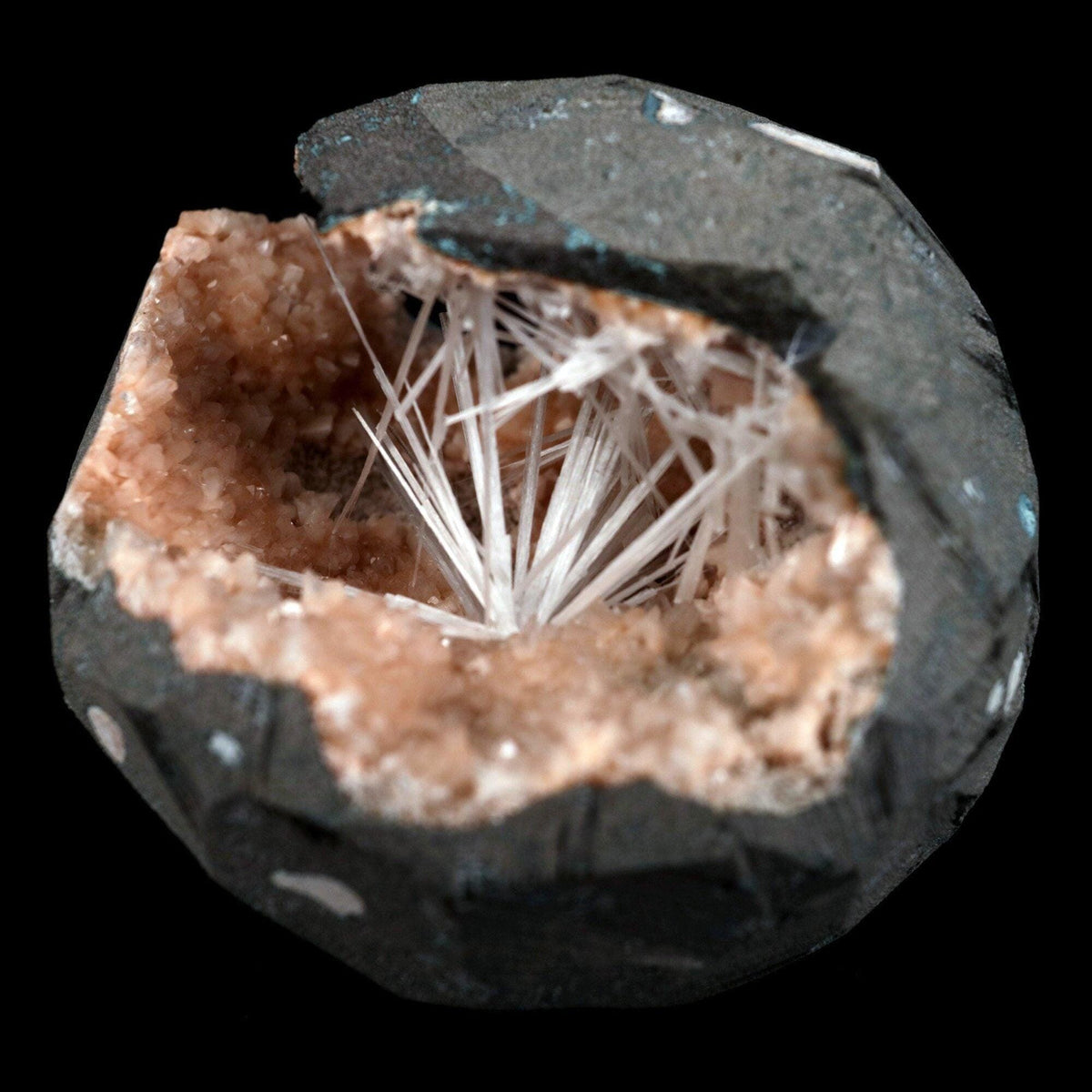 Scolecite Sprays Inside Heulandite Geode Natural Mineral Specimen # B…  https://www.superbminerals.us/products/scolecite-sprays-inside-heulandite-geode-natural-mineral-specimen-b-4881  Features: A beautiful display specimen from the Jalgaon Quarry in