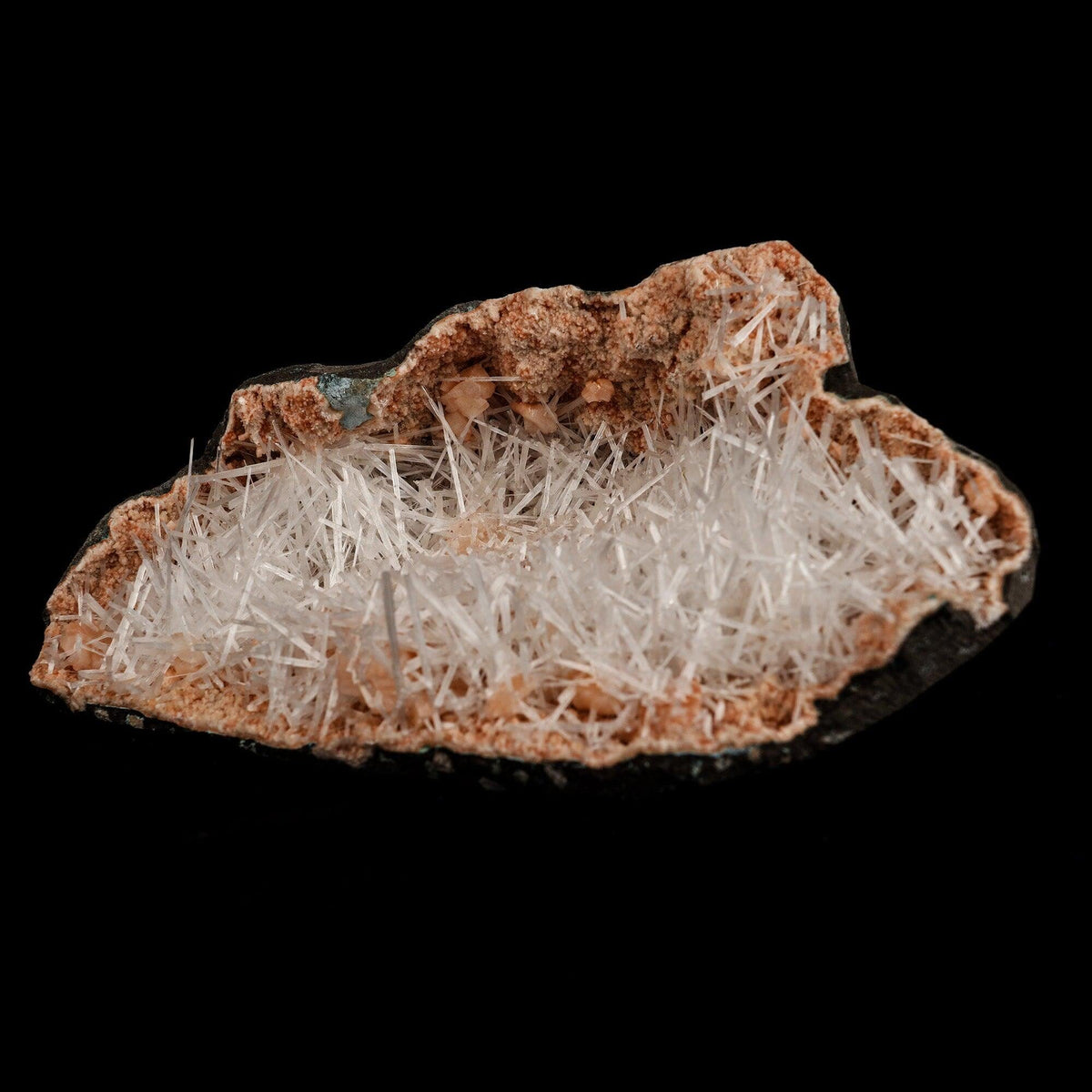 Scolecite Sprays Inside Heulandite Geode Natural Mineral Specimen # B…  https://www.superbminerals.us/products/scolecite-sprays-inside-heulandite-geode-natural-mineral-specimen-b-5071  Features: A big, free-standing Geode bordered with peach-colored
