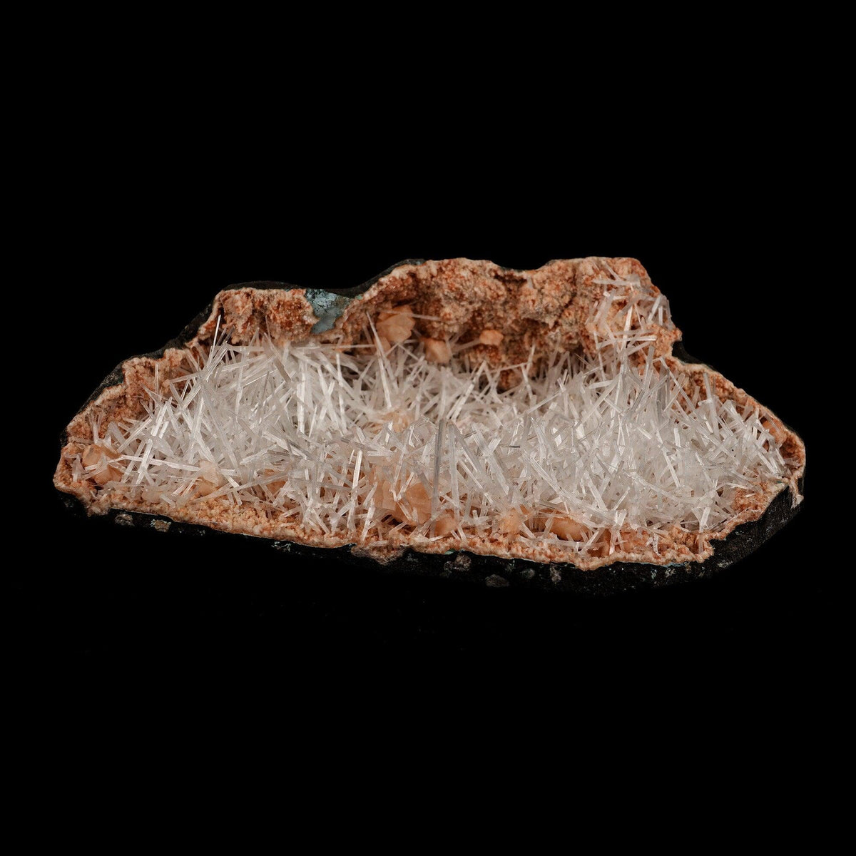 Scolecite Sprays Inside Heulandite Geode Natural Mineral Specimen # B…  https://www.superbminerals.us/products/scolecite-sprays-inside-heulandite-geode-natural-mineral-specimen-b-5071  Features: A big, free-standing Geode bordered with peach-colored