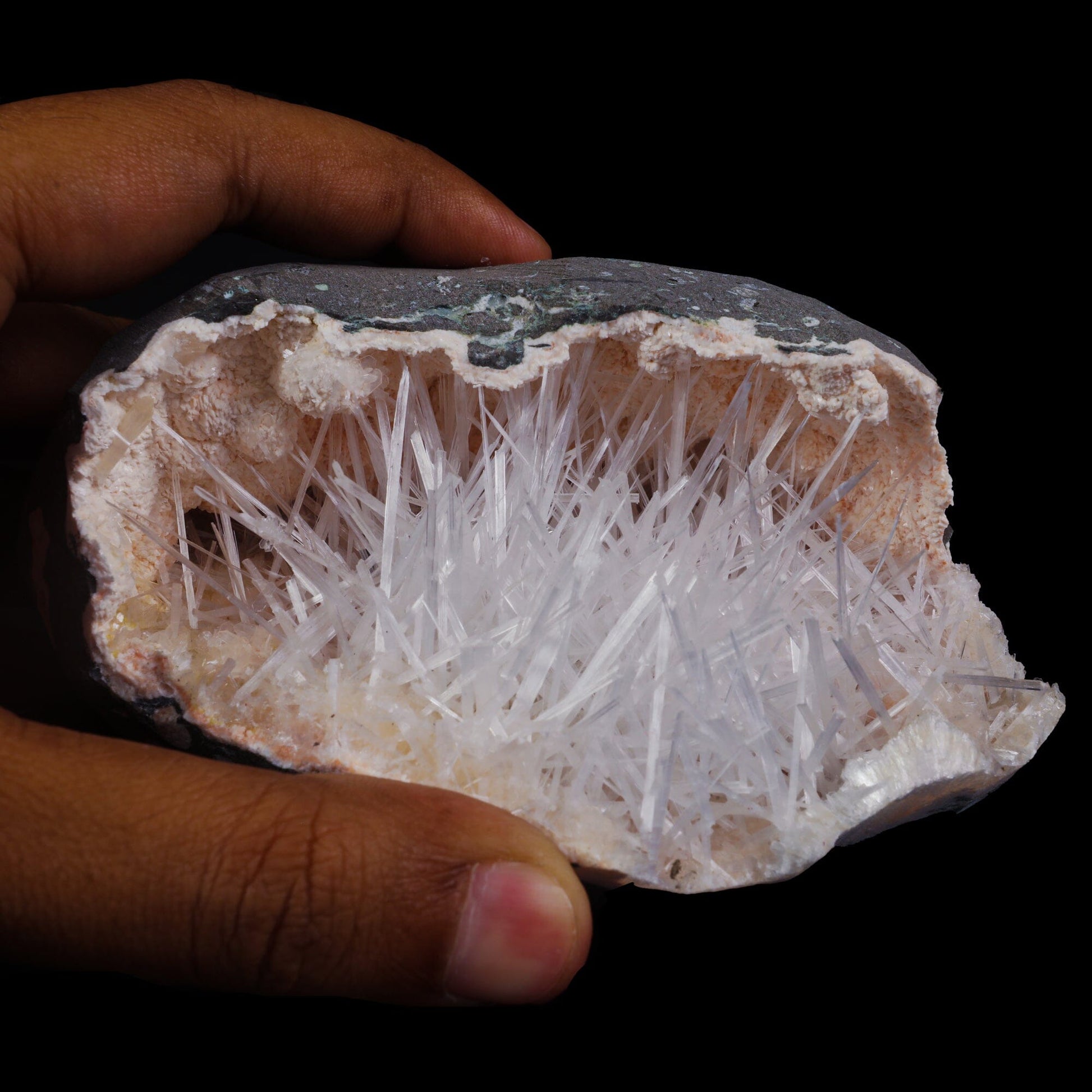 Scolecite with Heulandite in Geode Natural Mineral Specimen # B 6985 Scoleccite Superb Minerals 