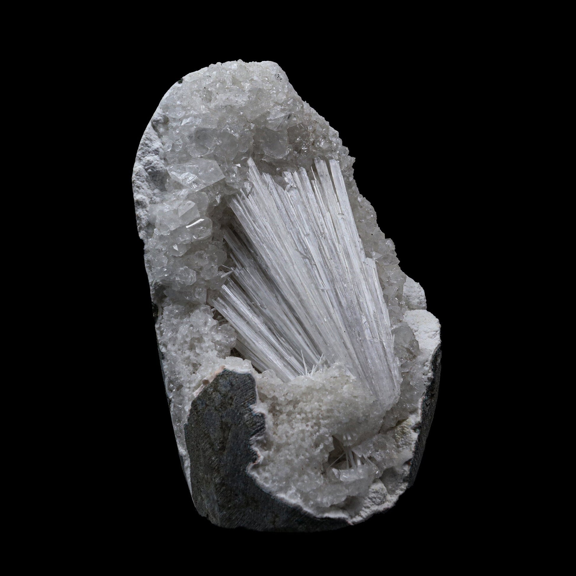 Selfstanding Scolecite Spray Geode With MM Quartz Natural Mineral Specimen # B 6894