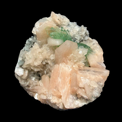 Sharp Terminated Green Apophyllite with Peach Stilbite on Chalcedony Matrix – Rare Zeolite Mineral from Jalgaon,India # DKT92 Apophyllite Superb Minerals 