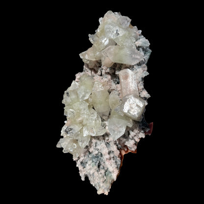 Sharply Terminated Green Apophyllite with Stilbite on Pink Chalcedony Matrix – Zeolite Mineral Specimen from Jalgaon # DKT122 Apophyllite Superb Minerals 