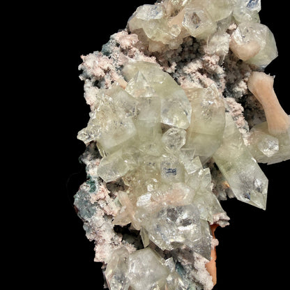 Sharply Terminated Green Apophyllite with Stilbite on Pink Chalcedony Matrix – Zeolite Mineral Specimen from Jalgaon # DKT122 Apophyllite Superb Minerals 