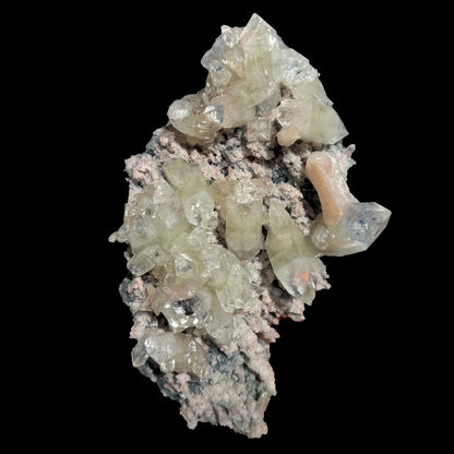 Sharply Terminated Green Apophyllite with Stilbite on Pink Chalcedony Matrix – Zeolite Mineral Specimen from Jalgaon # DKT122 Apophyllite Superb Minerals 