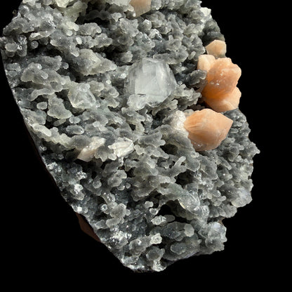 Sparkling Black Chalcedony Plate with Stilbite & Cubic Apophyllite – Rare Cabinet Mineral Specimen from Nashik # DKT124 Chalcedony Superb Minerals 