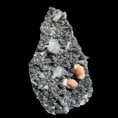 Sparkling Black Chalcedony Plate with Stilbite & Cubic Apophyllite – Rare Cabinet Mineral Specimen from Nashik # DKT124 Chalcedony Superb Minerals 