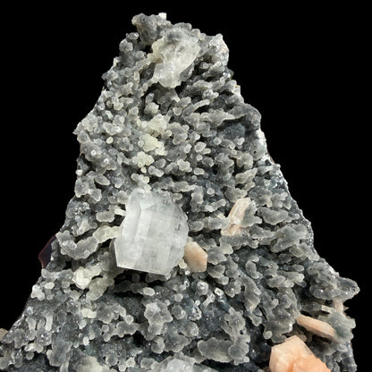 Sparkling Black Chalcedony Plate with Stilbite & Cubic Apophyllite – Rare Cabinet Mineral Specimen from Nashik # DKT124 Chalcedony Superb Minerals 