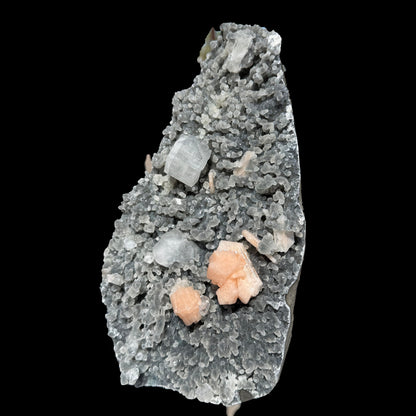 Sparkling Black Chalcedony Plate with Stilbite & Cubic Apophyllite – Rare Cabinet Mineral Specimen from Nashik # DKT124 Chalcedony Superb Minerals 