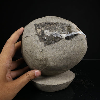 Super Rare Complete Okenite Geode Pair on Micro-Quartz Matrix – Cotton-Ball Okenite Puffballs , India # B 7247 Okenite Superb Minerals 