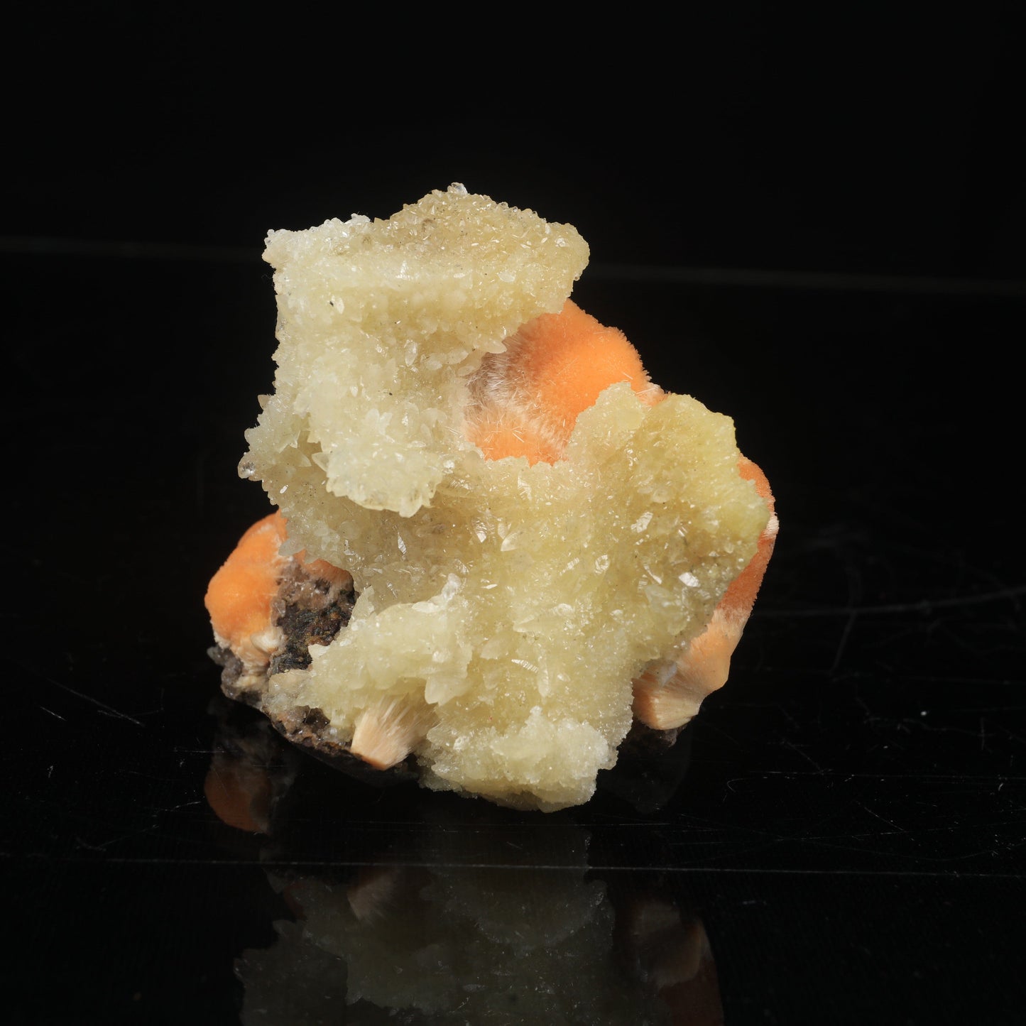 Thomsonite Orange Rare Find with Calcite Natural Mineral Specimen