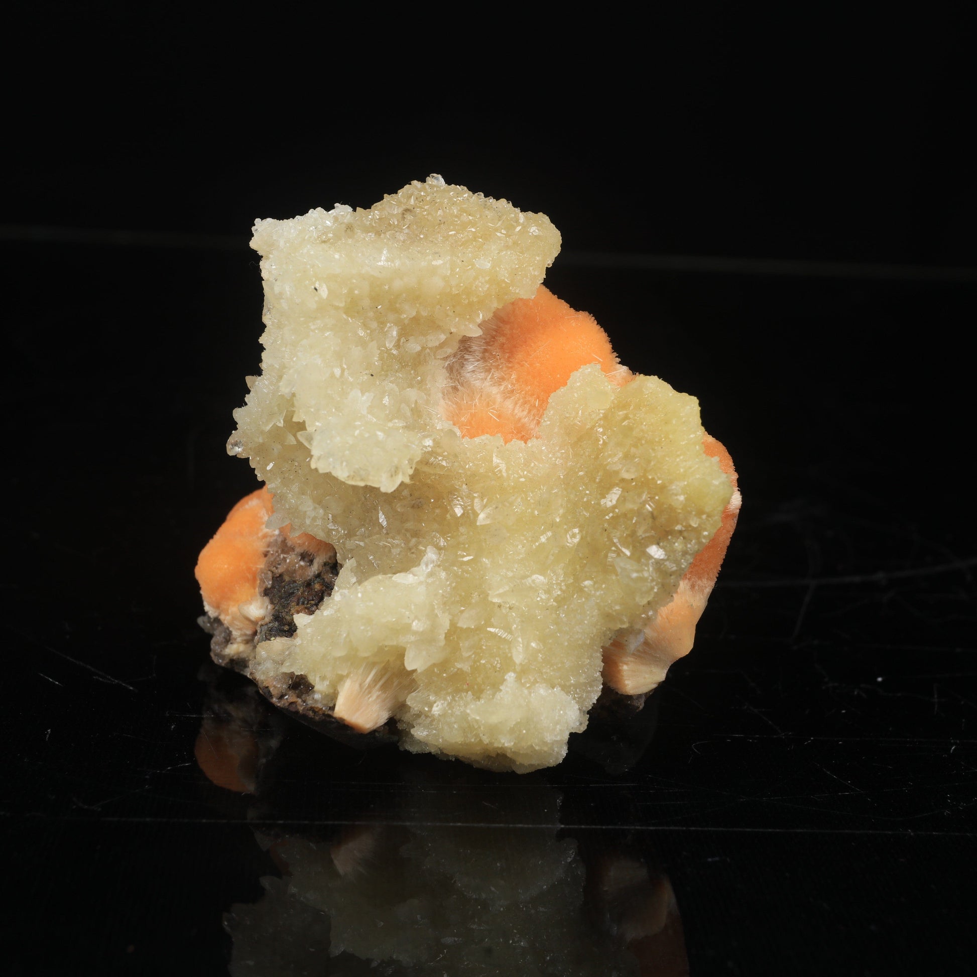 Thomsonite Orange Rare Find with Calcite Natural Mineral Specimen