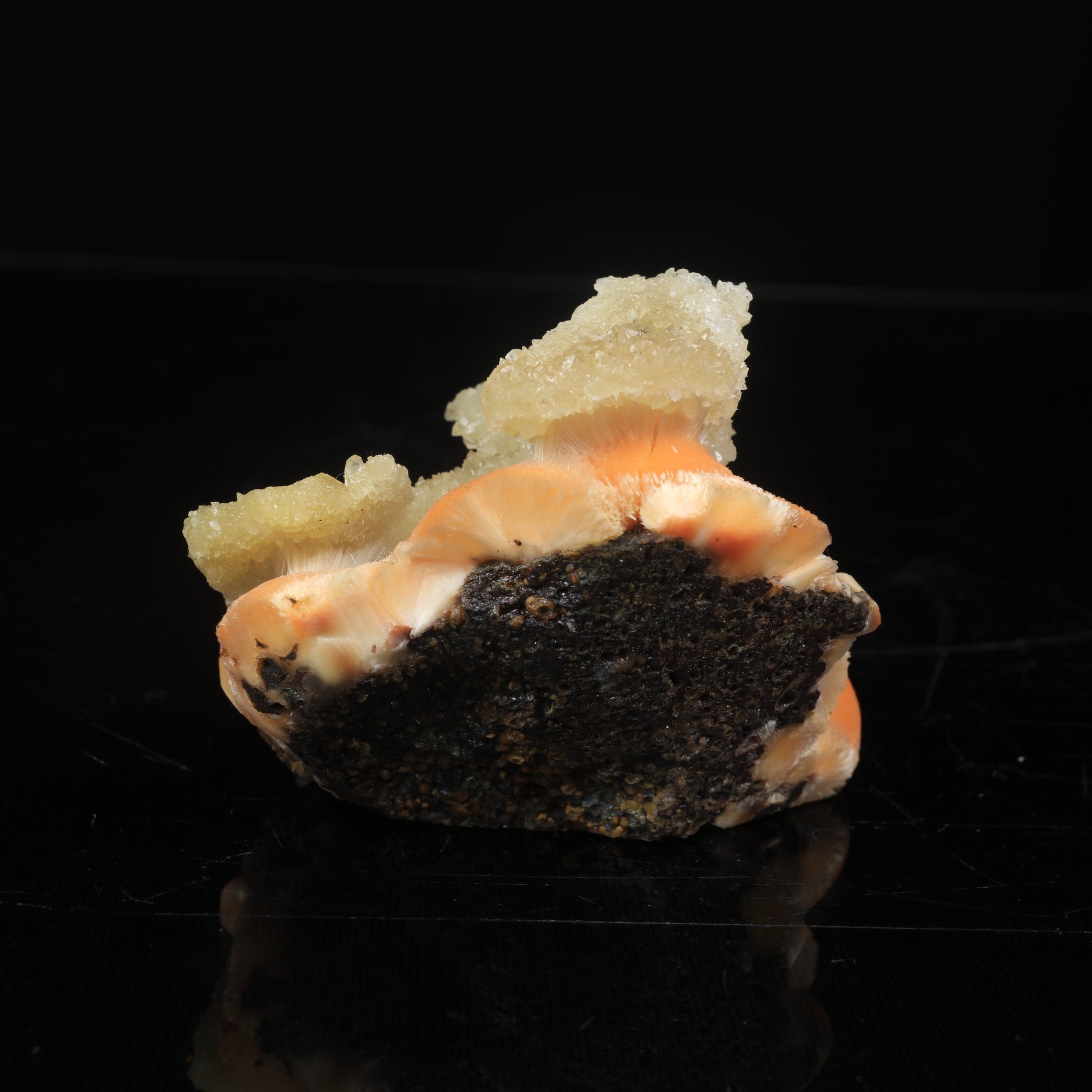 Thomsonite Orange Rare Find with Calcite Natural Mineral Specimen