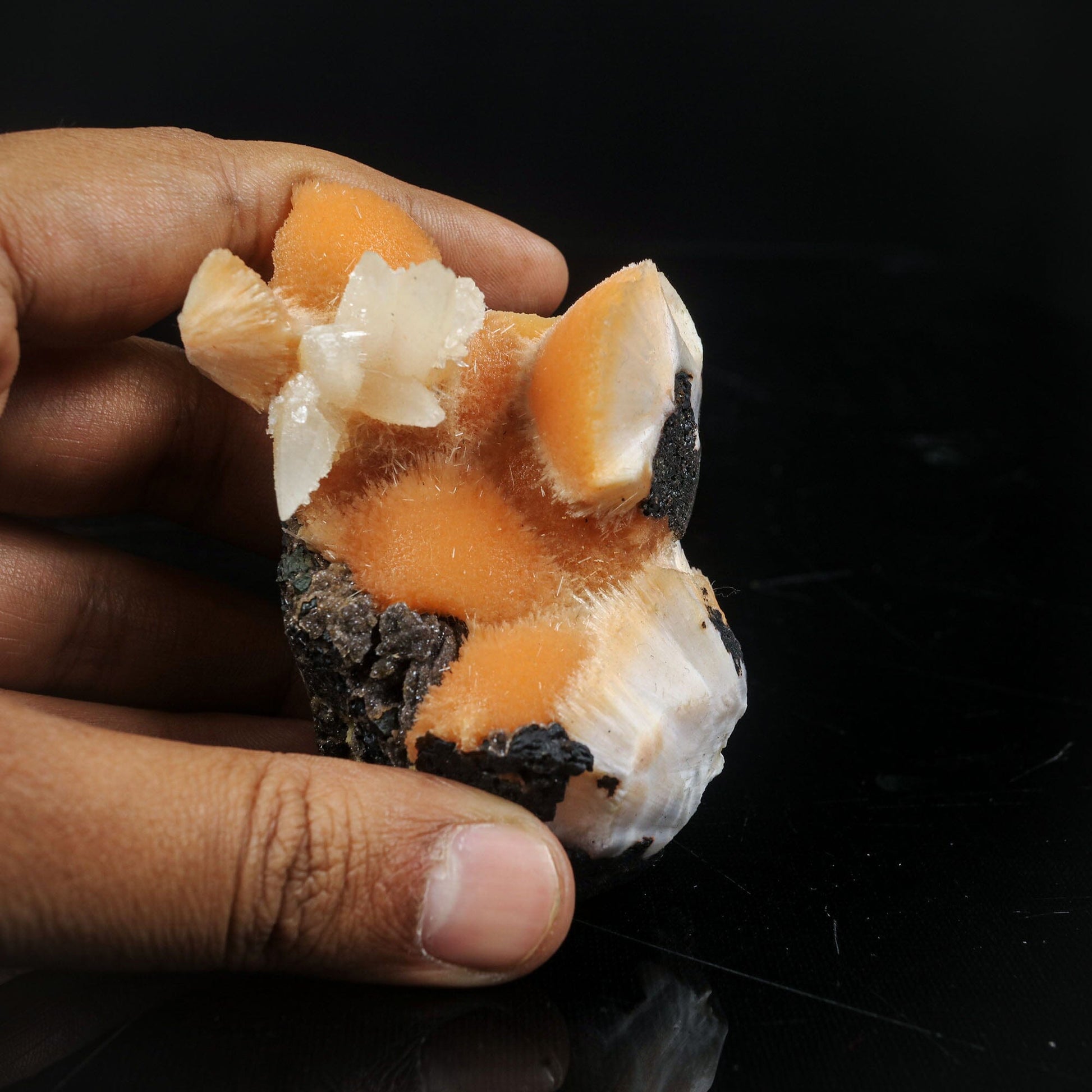 Thomsonite Orange Rare Find with Calcite Natural Mineral Specimen # B 6998 Thomsonite Superb Minerals 