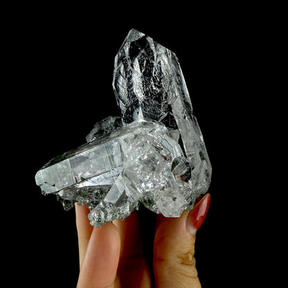 Water-Clear Quartz Crystal Cluster with Earthy Chlorite Inclusions - Collector’s Cabinet Specimen # DKT182 Quartz Superb Minerals 