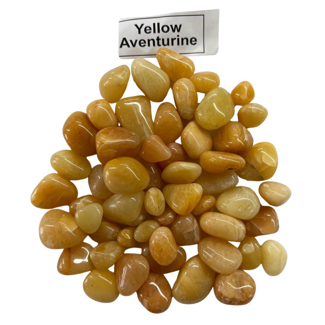 Yellow Aventurine Tumbled Stones – 1 lb Bulk Bag | Polished Golden Yellow Aventurine Tumble Superb Minerals 