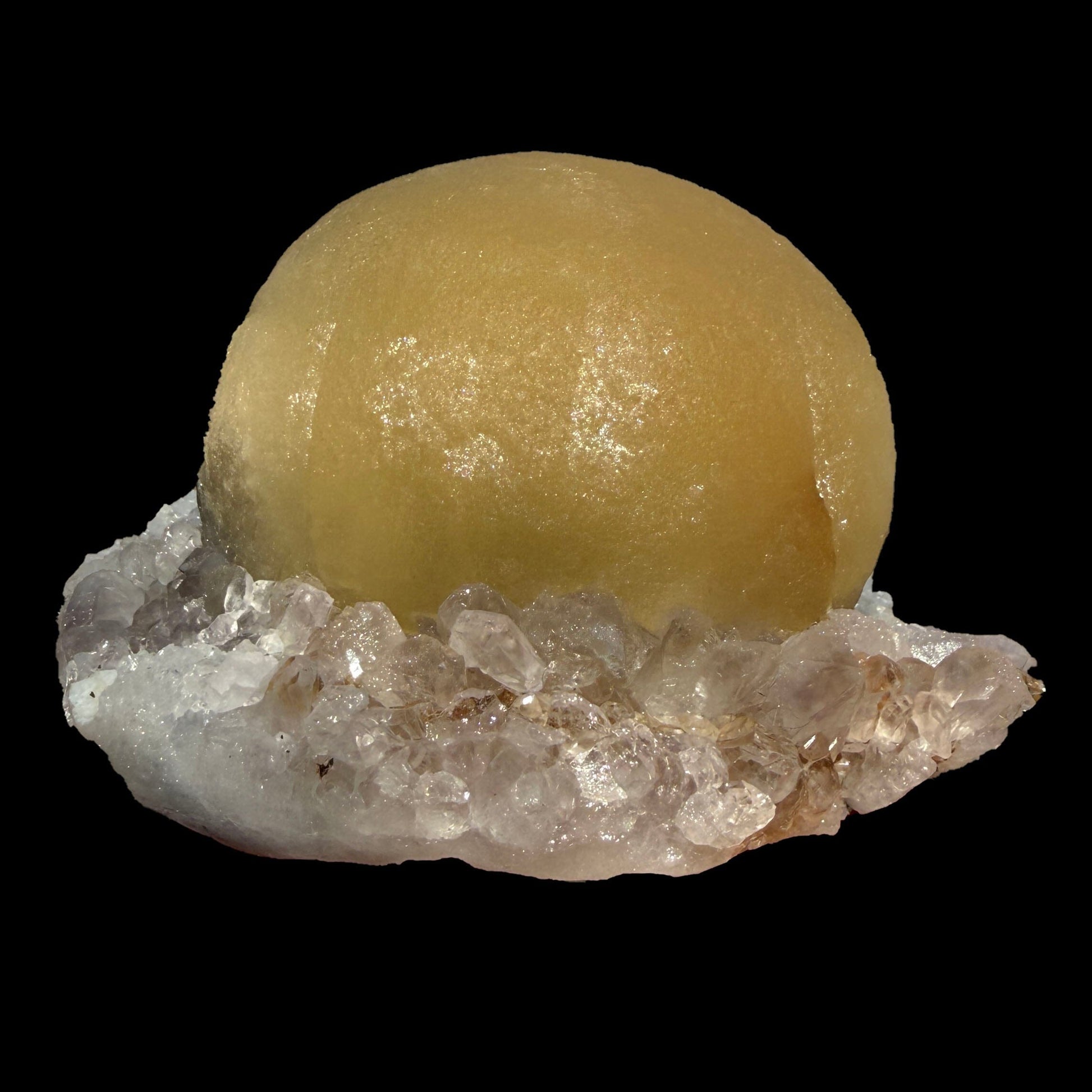 Yellow Botryoidal Fluorite on Amethyst Matrix – Indian Mineral Specimen from Madhya Pradesh # B DKT135 Fluorite Superb Minerals 