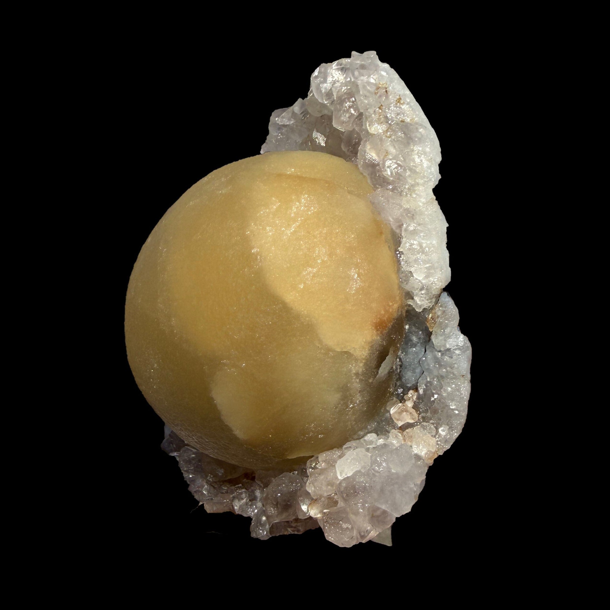 Yellow Botryoidal Fluorite on Amethyst Matrix – Indian Mineral Specimen from Madhya Pradesh # B DKT135 Fluorite Superb Minerals 