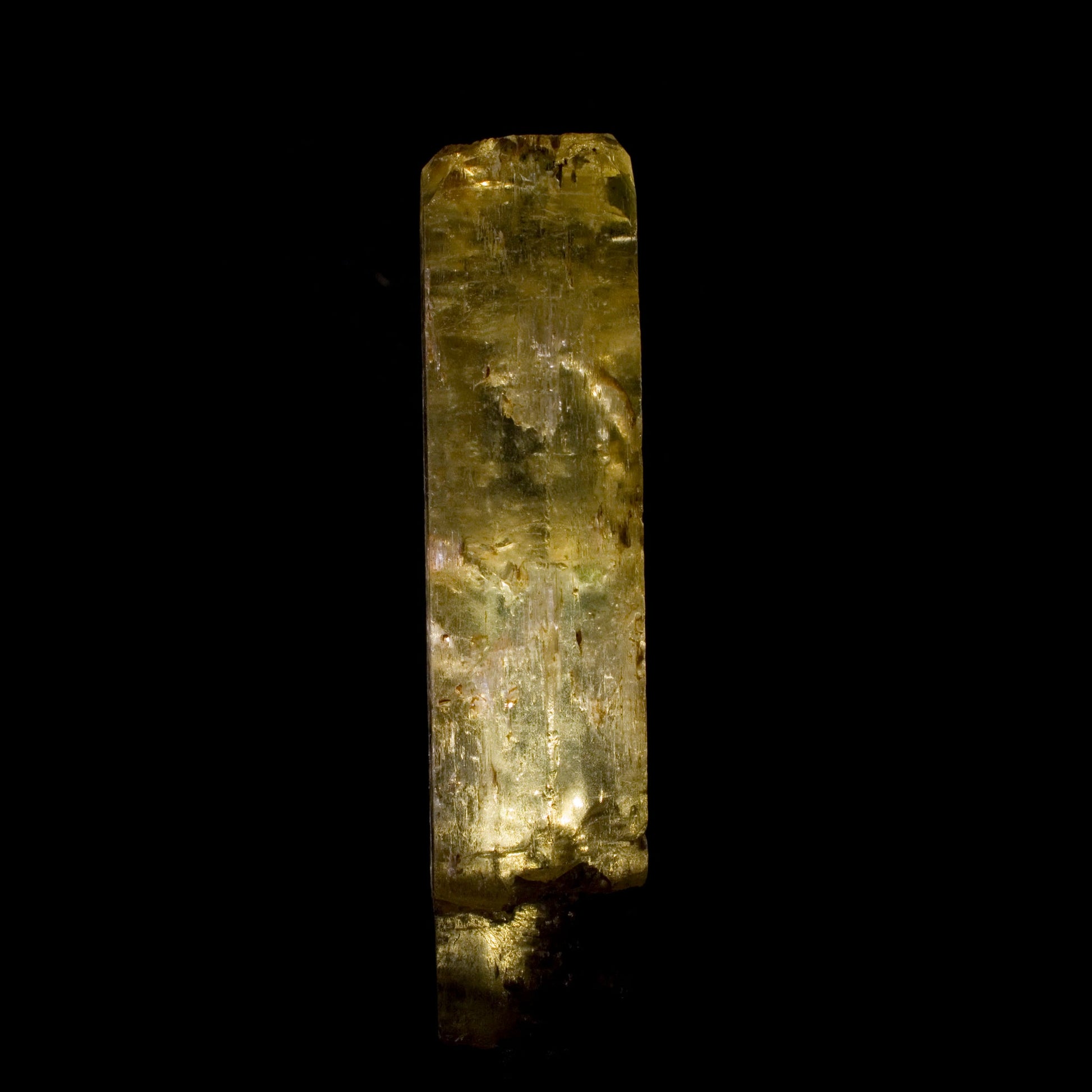 Heliodor standing tall, champagne-colored, all natural, and terminated. Exceptionally rare coming from India, as it is not commonly found there.