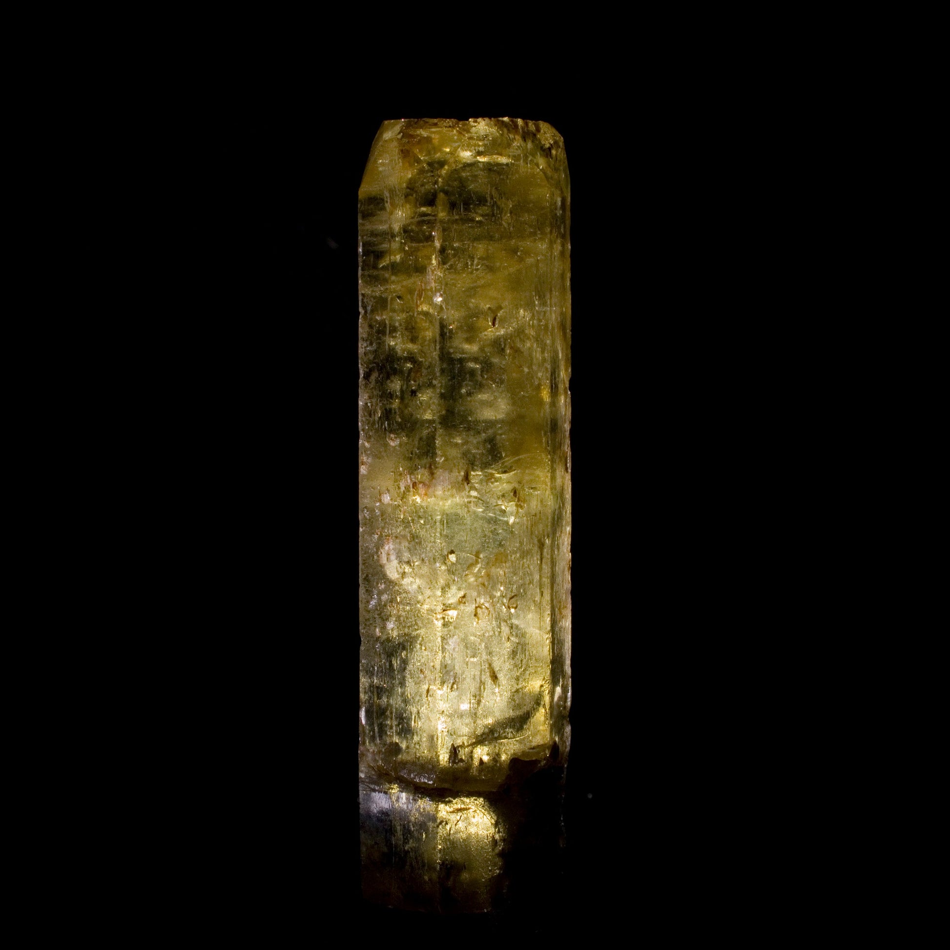 Heliodor standing tall, champagne-colored, all natural, and terminated. Exceptionally rare coming from India, as it is not commonly found there.