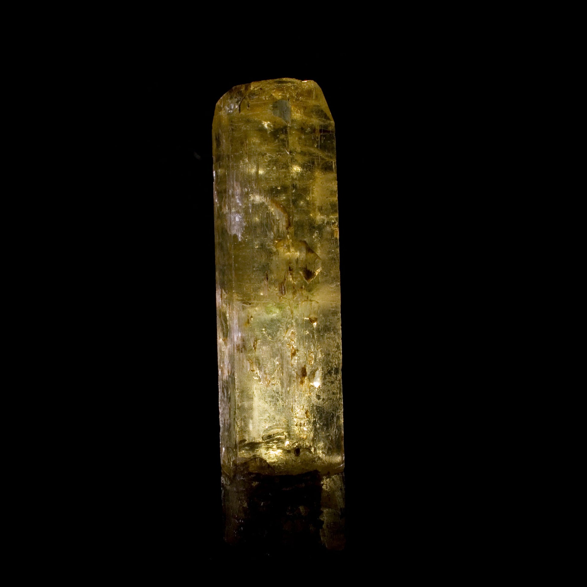 Heliodor standing tall, champagne-colored, all natural, and terminated. Exceptionally rare coming from India, as it is not commonly found there.