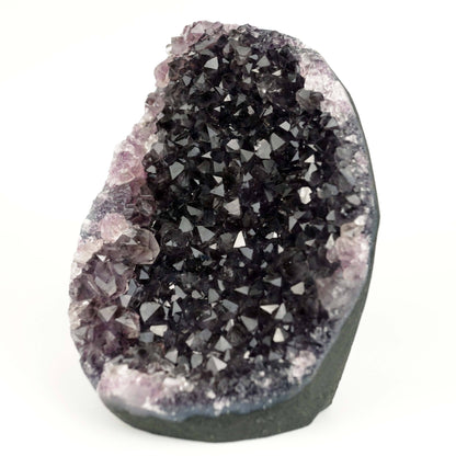 Amethyst Dark Purple Crystals Geode Natural Mineral Specimen # B 4647  https://www.superbminerals.us/products/amethyst-dark-purple-crystals-geode-natural-mineral-specimen-b-4647  Features: A Geode encrusted with beautiful, transparent Amethyst Quartz crystals in deep purple. Amethyst's vivid purple is unlike anything else on the market, and this piece is no exception. Aesthetic, with excellent colour and shine, and at a great price. It is in good shape. Primary Mineral(s): Amethyst