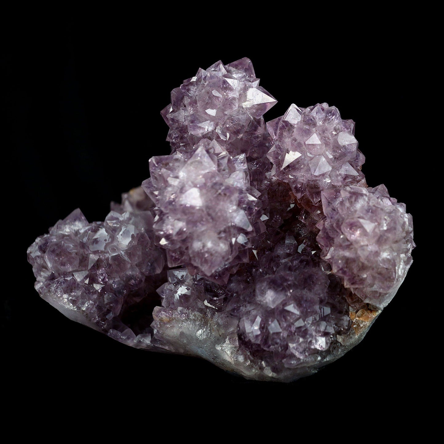Amethyst Purple Color Crystal Natural Mineral Specimen # B 4092  https://www.superbminerals.us/products/amethyst-purple-color-crystal-natural-mineral-specimen-b-4092  Features:A very large Geode fragment lined with black bubbled&nbsp; Chalcedony, partially coated with a sparkling colorless Chalcedony druse. There is another, smaller bubuled crystal near a corner, but it’s the pristine, centered that steals the show! The luster, contrast, crystal formation and balance is outstanding