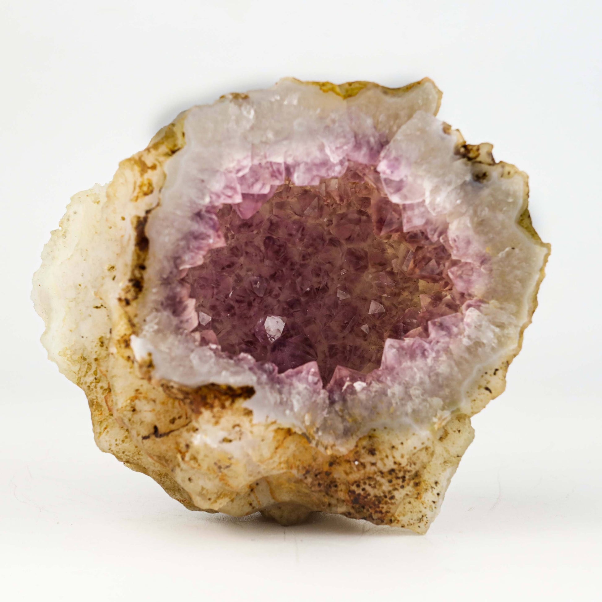 Amethyst Purple Crystals Geode (2 Halves ) Natural Mineral Specimen #…  https://www.superbminerals.us/products/amethyst-purple-crystals-geode-2-halves-natural-mineral-specimen-b-4936  Features: An extremely stylish piece highlighting two parts of an Amethyst Geode. The Amethyst crystals are on a Quartz which itself is on layers of clear, dark/blue Chalcedony. The tone, shine and differentiation is astonishing. Furthermore, to see two coordinated parts showed is an eye-catcher. 